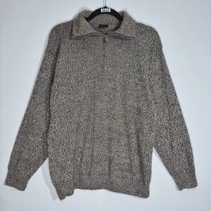 100% Alpaca Quarter Zip Sweater Marled Neutral Pullover Unisex